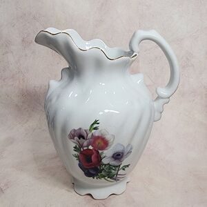 Formalities By Baum Bros. 10" Tall Anemone Collection Floral Pitcher Purple
